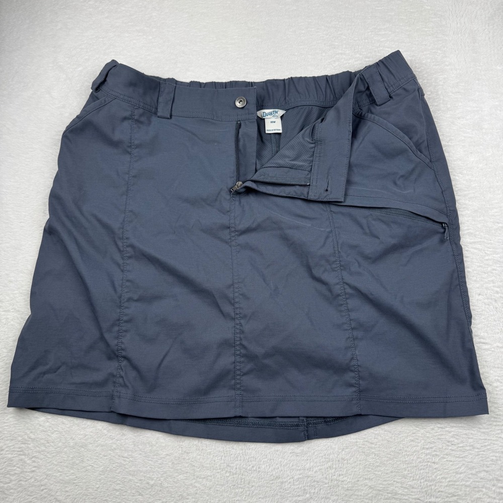 Duluth Trading Co Dry on the Fly Skort Women 18W Ink Blue Hiking Utility Pocket